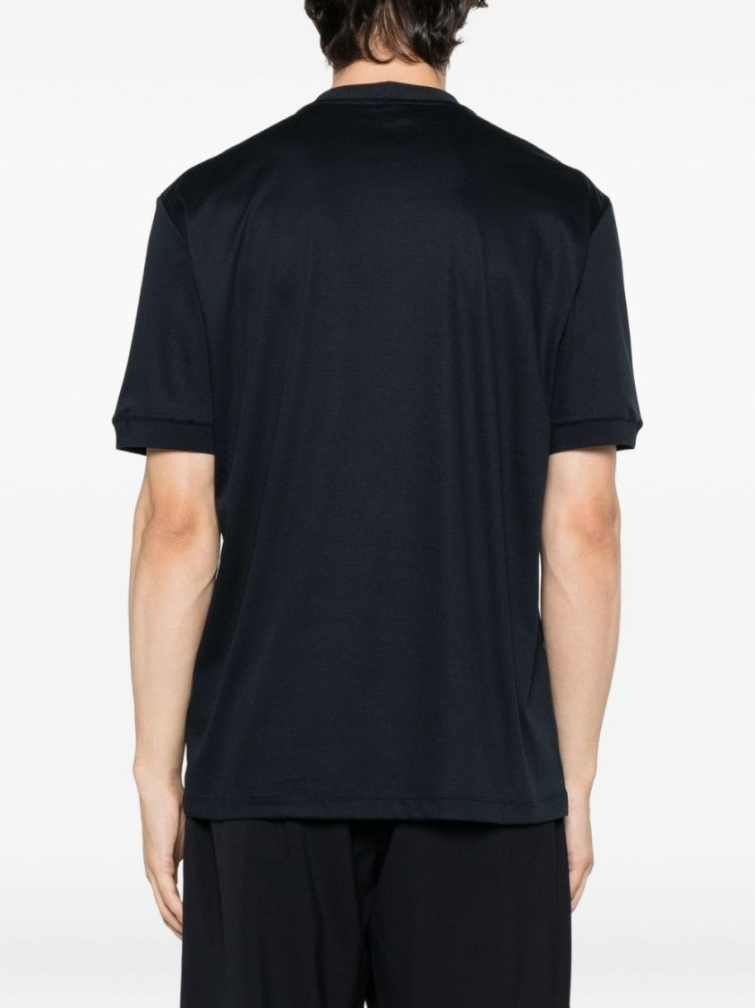 Giorgio Armani Black T-Shirt With Embroidered Logo