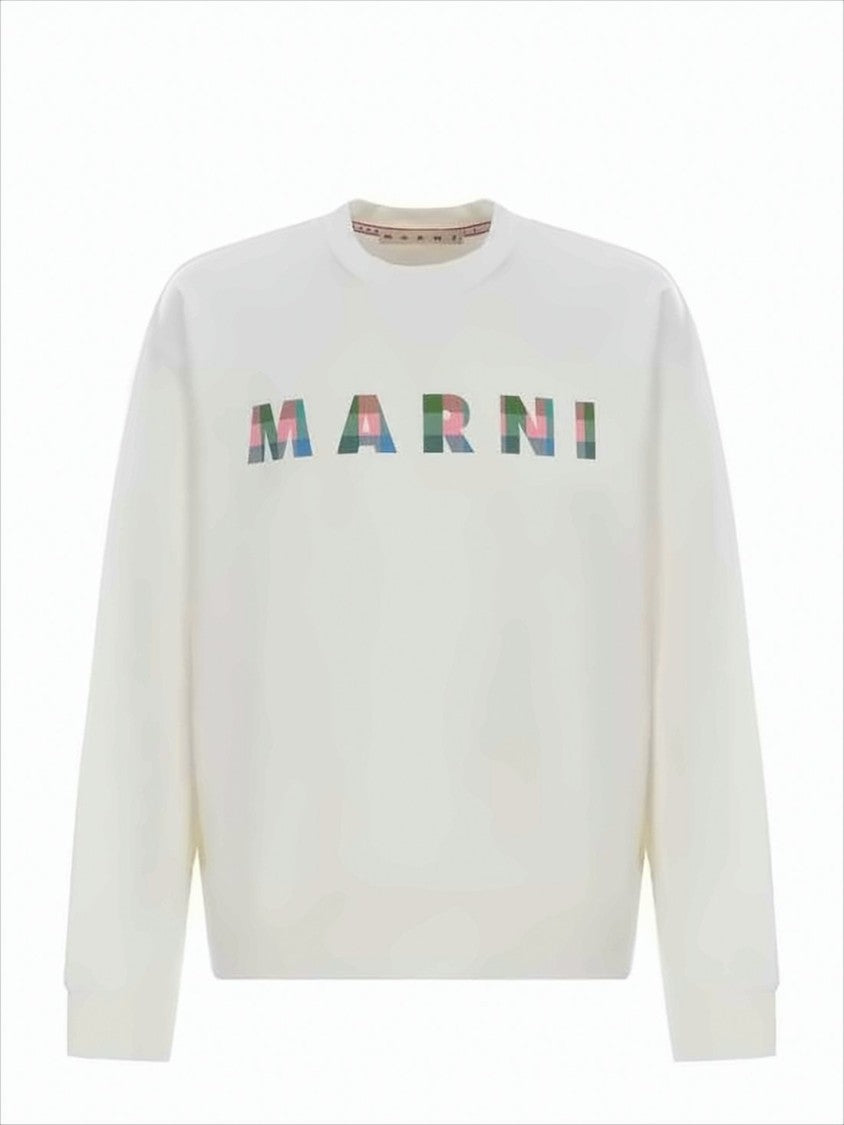 Marni Long Sleeve Cotton Sweatshirt With Geometric Logo