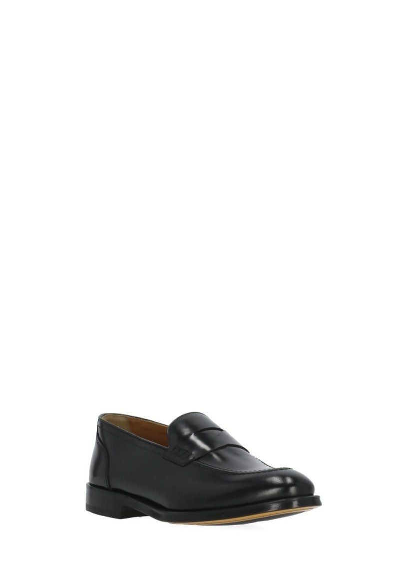 Doucal's Black Smooth Leather Mask Loafers