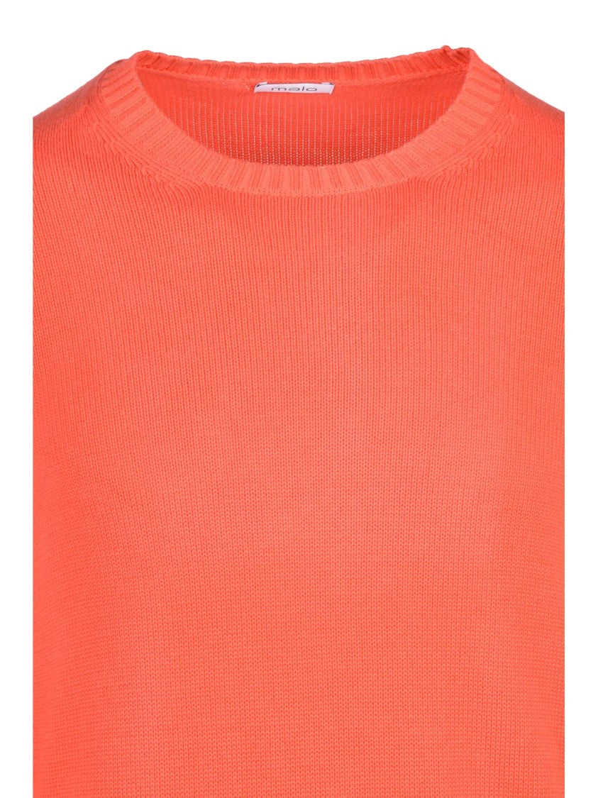 Malo Orange Cotton Crewneck Sweater