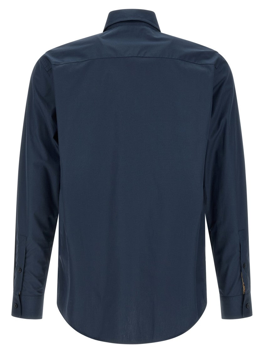 Burberry Cotton Poplin Shirt With Check And Equestrian Knight Design