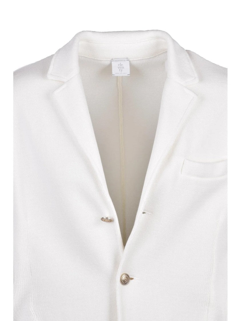 Eleventy White Knitted Cotton Blazer Jacket
