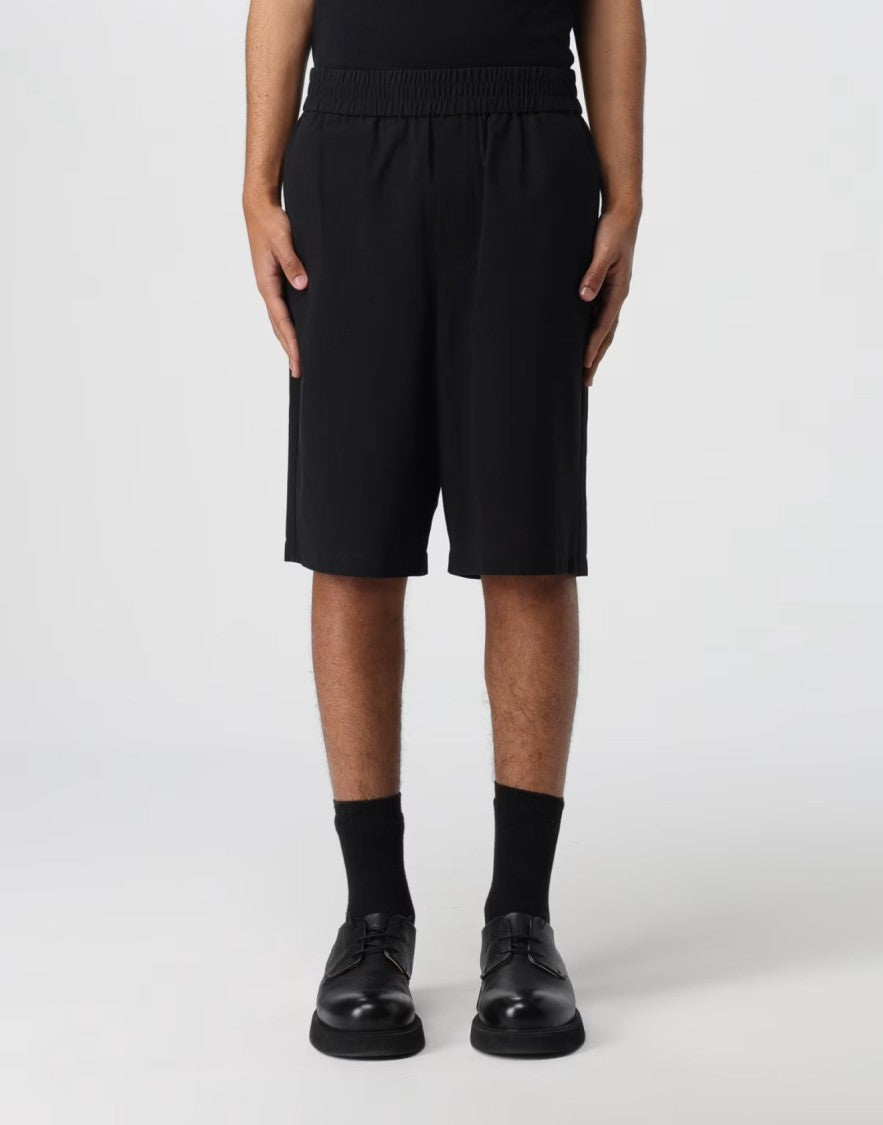 Ami Cotton Crepe De Coeur Logo Plaque Bermuda