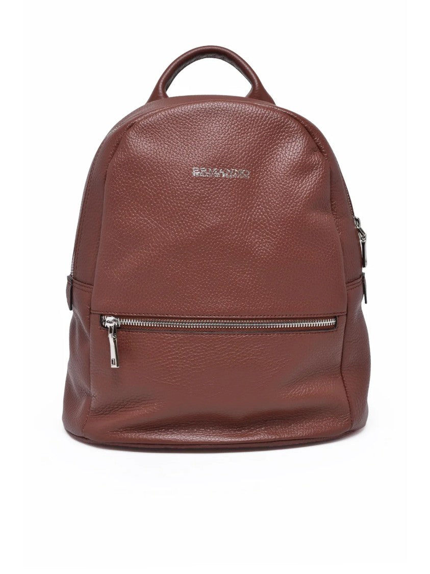 Ermanno Firenze Ermanno Firenze Leather Backpack With Rounded Silhouette And Zip Closure
