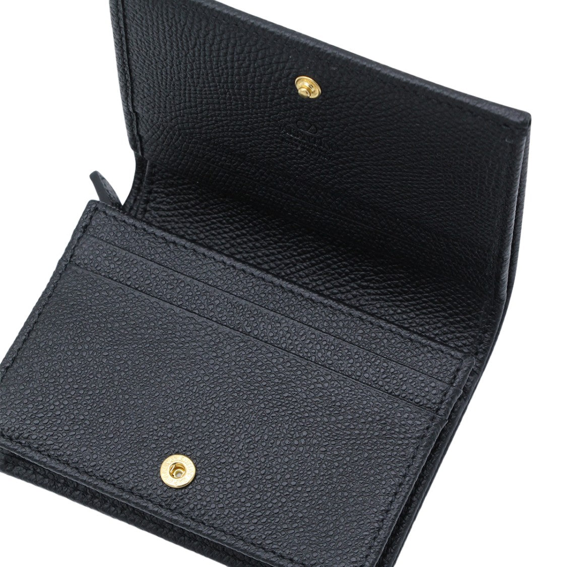 Valentino Garavani Textured Black Leather Wallet With Gold-Tone Logo