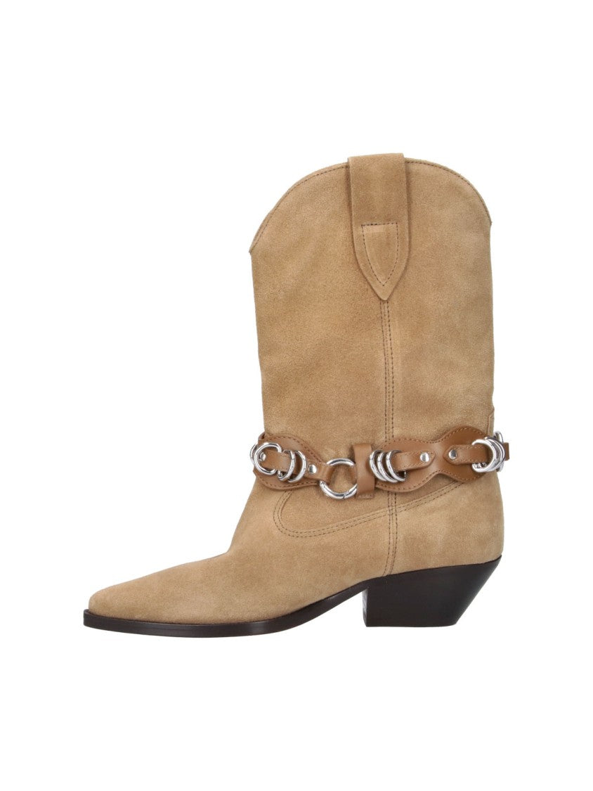 Isabel Marant Brown Duerto Silver Detail Suede Ankle Boots