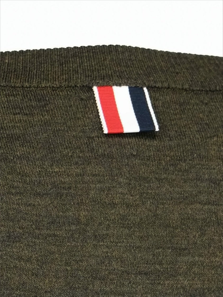 Thom Browne Crew Neck Merino Wool Sweater With Striped Detail