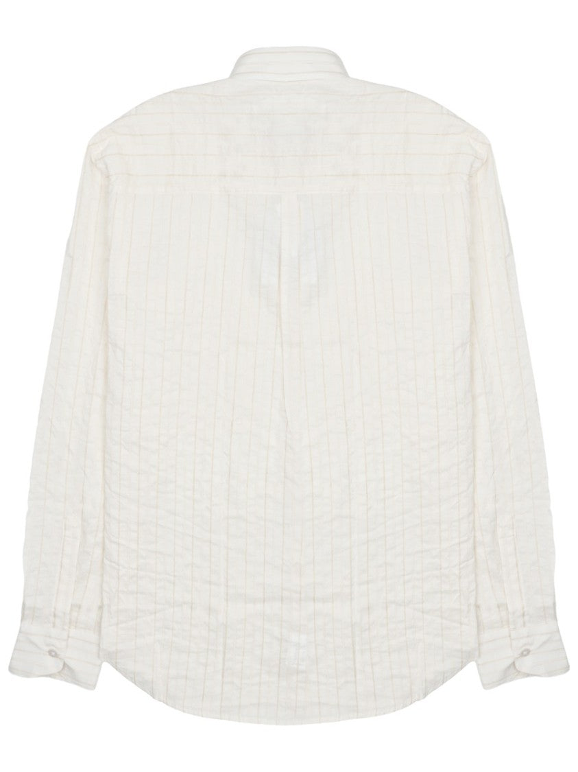 Costumein Beige Lightweight Shirt With Subtle Vertical Stripes