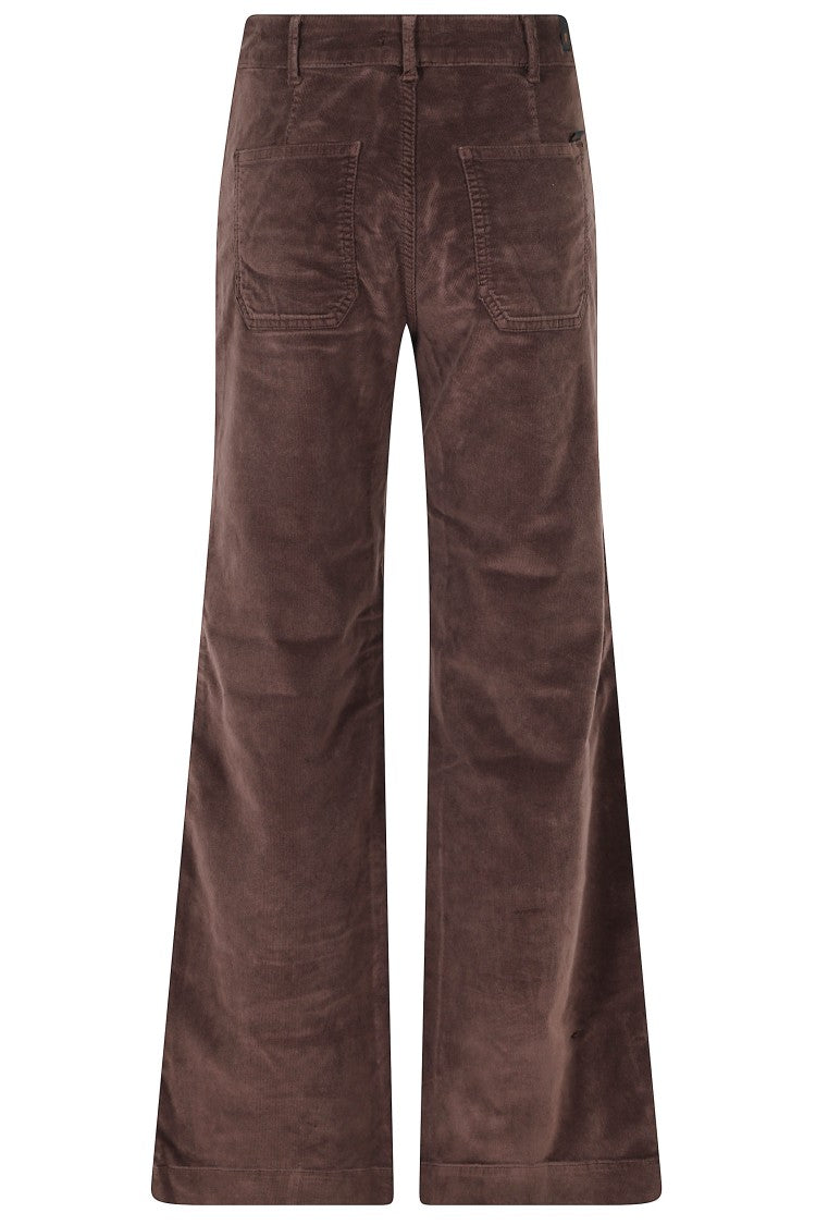 Cigala`S Brown Ribbed Velvet Wide-Leg Pants