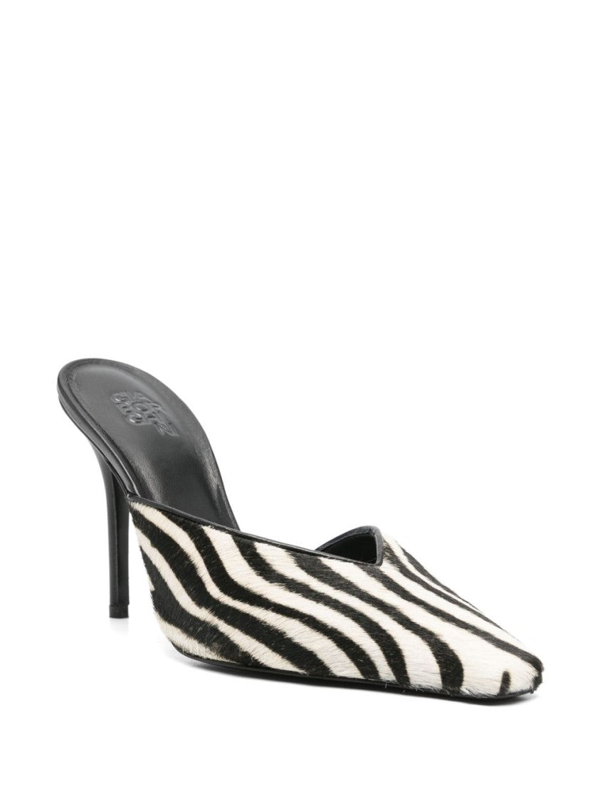 Gia Borghini X Helsa Bold Black And White Zebra Print Mule