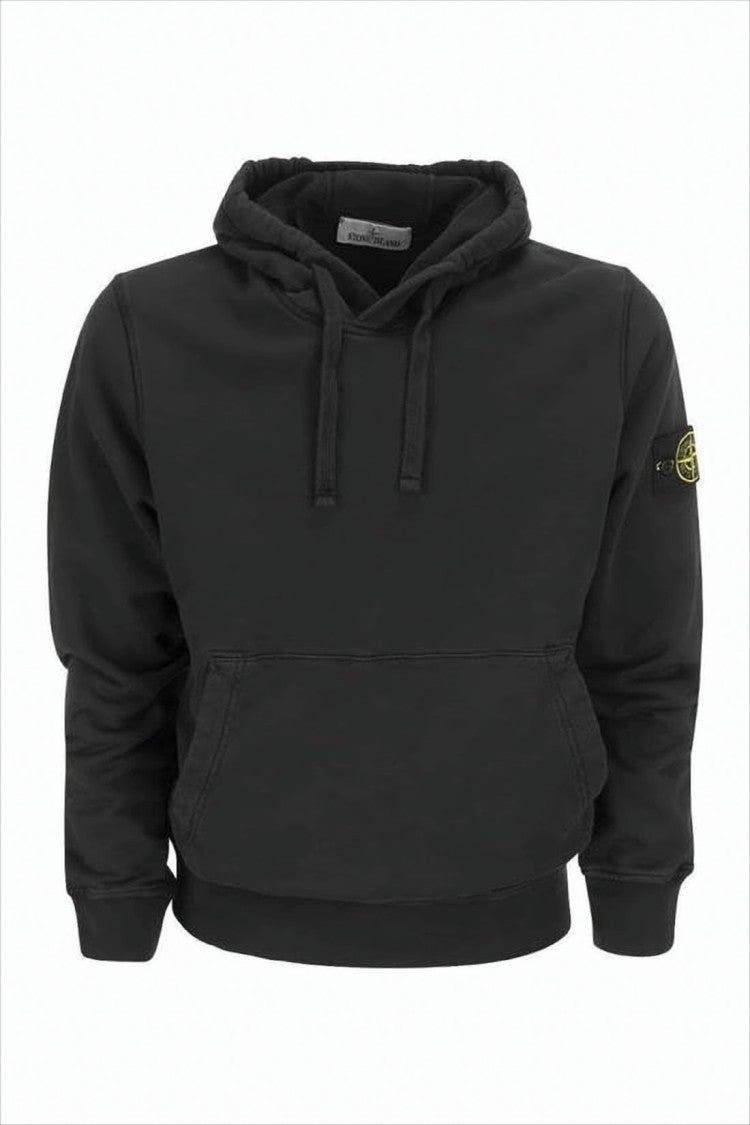 Stone Island Black Hooded Sweatshirt With Iconic Embroidered Patch