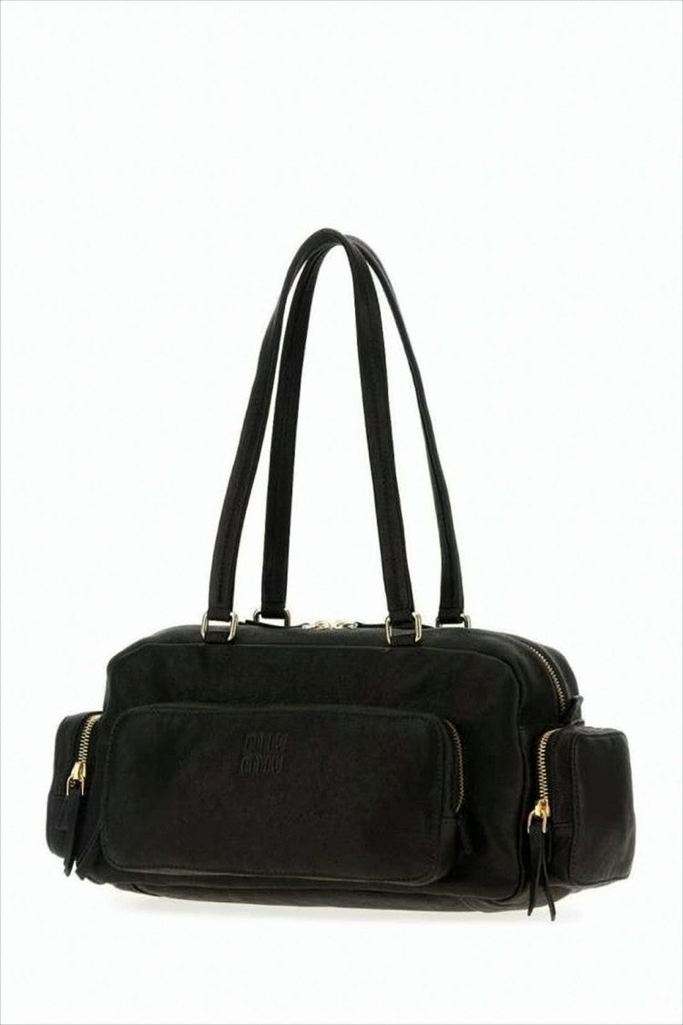 Miu Miu Soft Lambskin Shoulder Bag With Gold-Tone Accents
