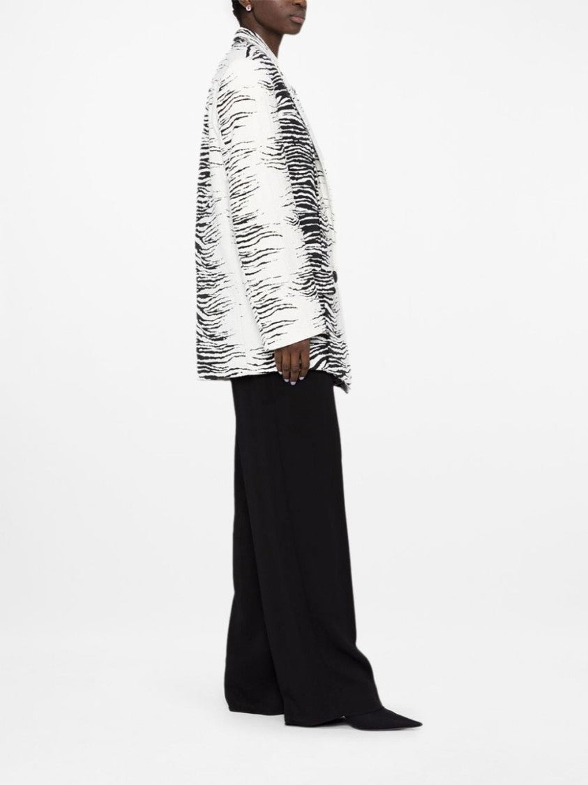 The Attico Zebra-Print Single-Breasted Blazer With Notched Lapels