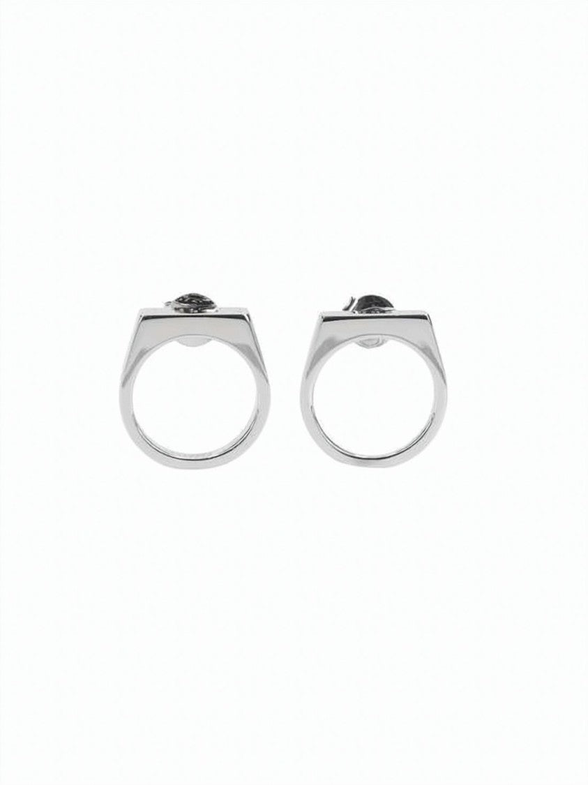 Mm6 By Maison Margiela Geometric Silver-Tone Brass Earrings With Polished Finish