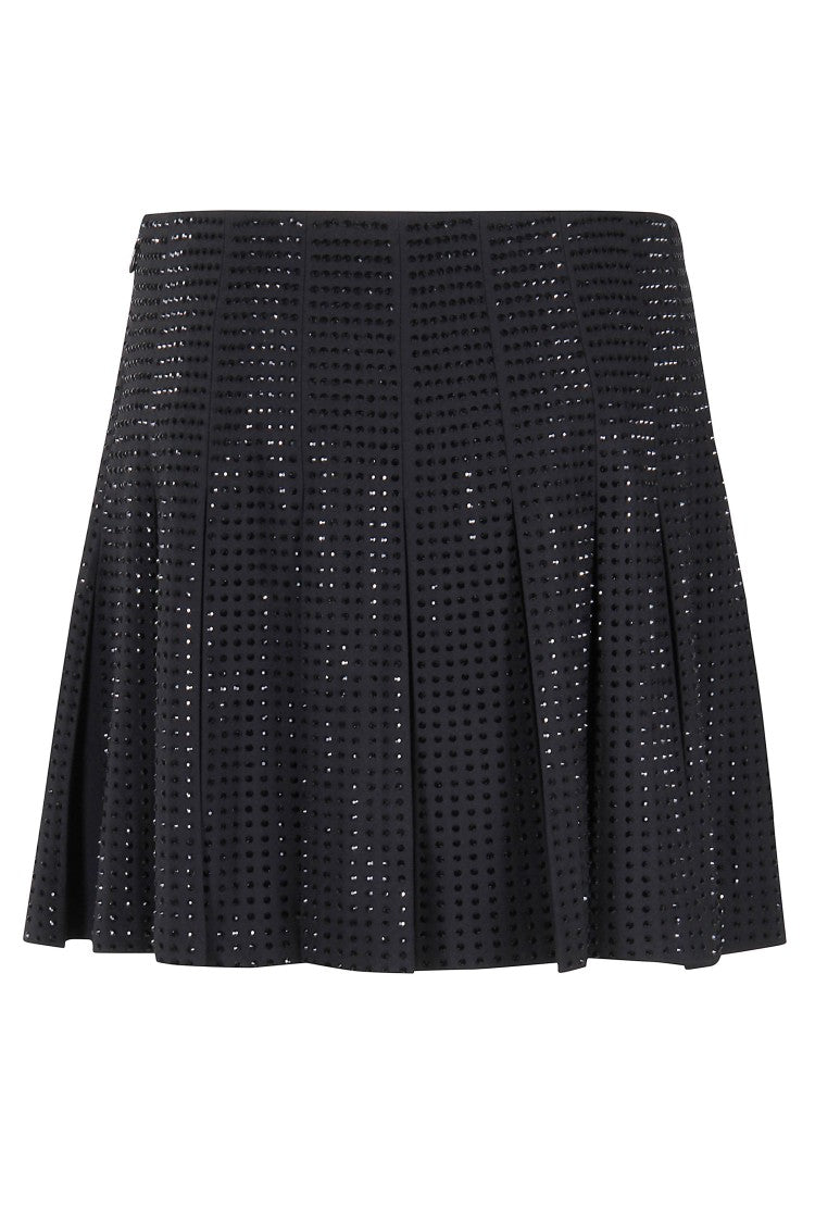 Pinko Mini Flared Skirt With Rhinestone Embellishments