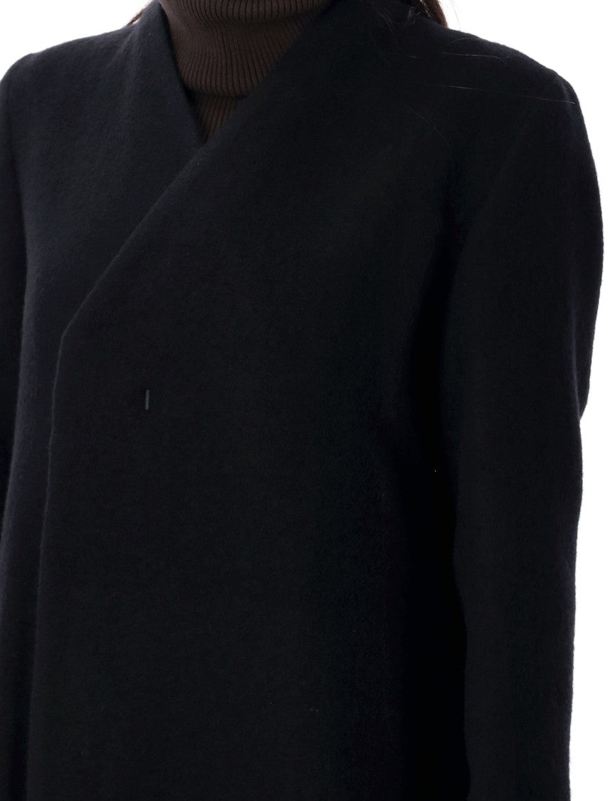 Rick Owens Museum Asymmetrical Long Black Coat