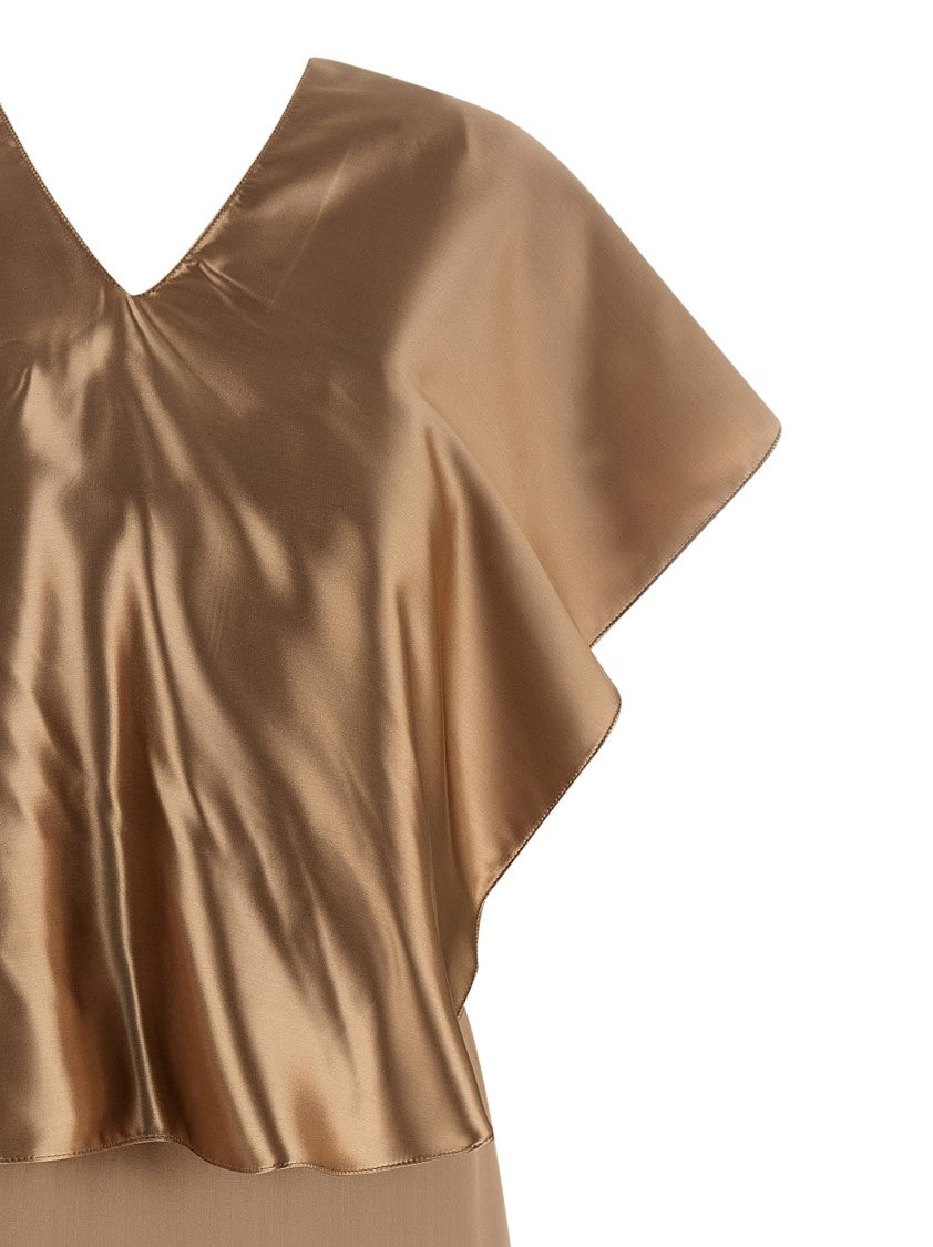 Fabiana Filippi Sweetheart Liquid Satin Dress With Cape