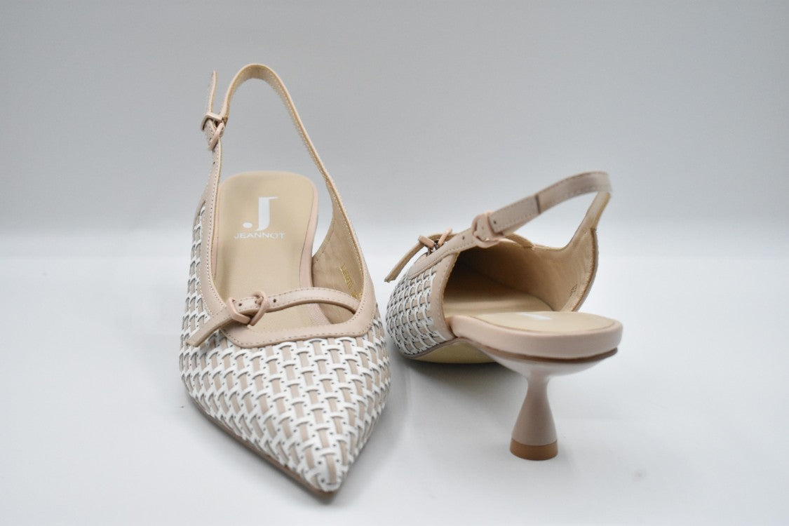 Jeannot Pointed Toe Slingback Shoes With Woven Design
