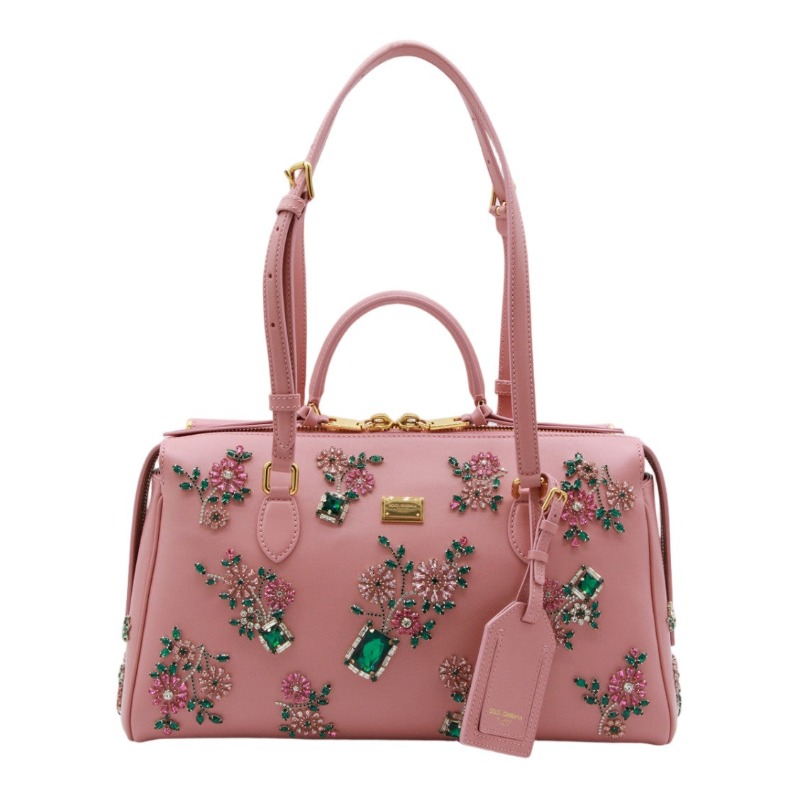 Dolce & Gabbana Structured Handbag With Floral Embellishments And Gold-Tone Accents