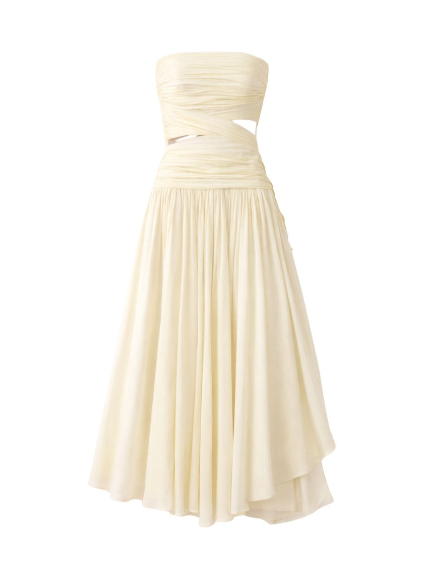 Self-Portrait Yellow Wrap Around Georgette Midi Dress