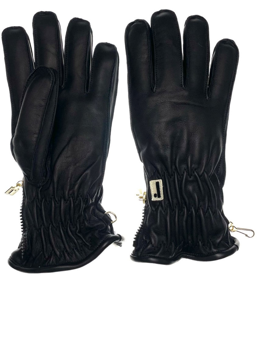 Restelli Black Nappa Agnello Leather Gloves