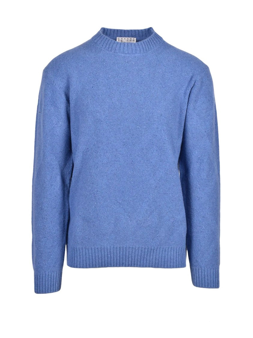 Cashmere Company P. Embroidered Crew Neck Sweater In Light Blue
