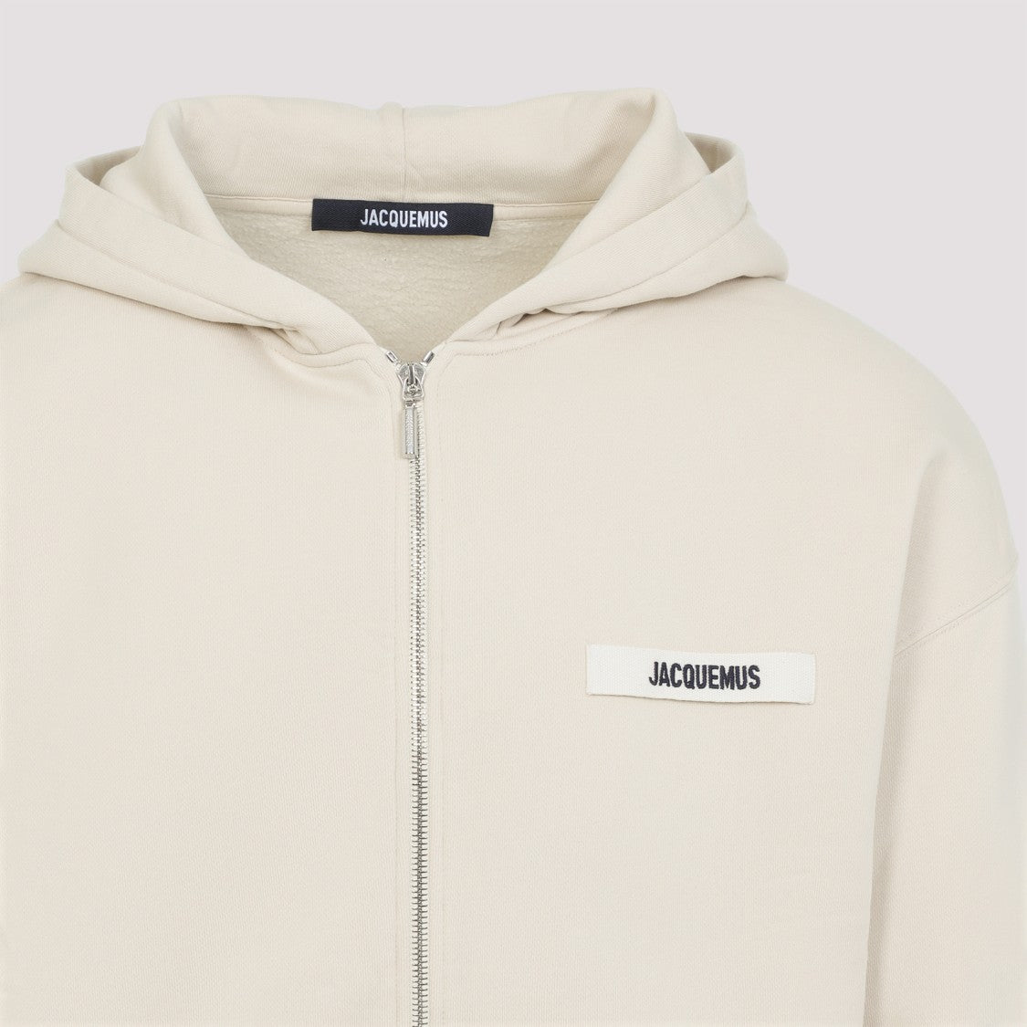 Jacquemus Beige Cotton Le Hoodie Zip Gros Grain Hoodies