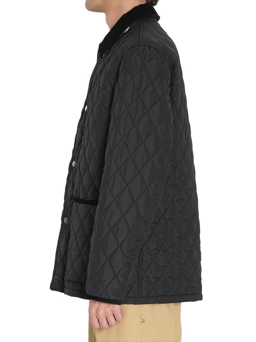 Burberry Diamond-Pattern Quilted Jacket With Contrasting Collar