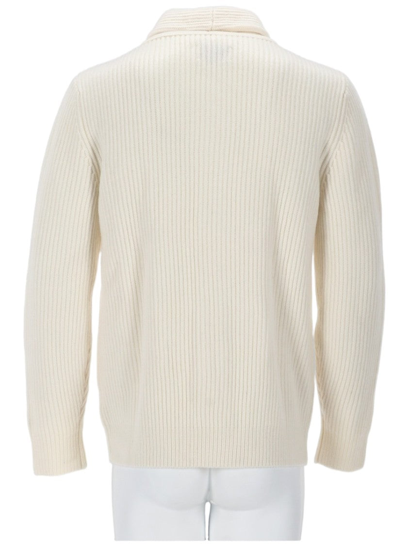 Mc2 Saint Barth Ribbed Knit Cardigan With Shawl Collar
