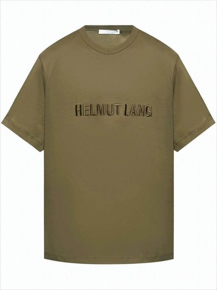 Helmut Lang Boxy Brown Cotton T-Shirt With Tonal Embroidered Logo