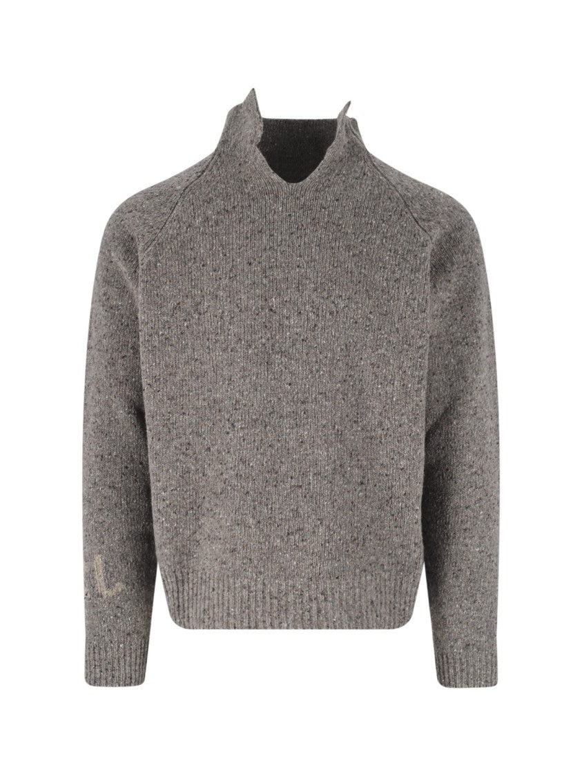 Erl Grey Wool Blend High-Neck Sweater