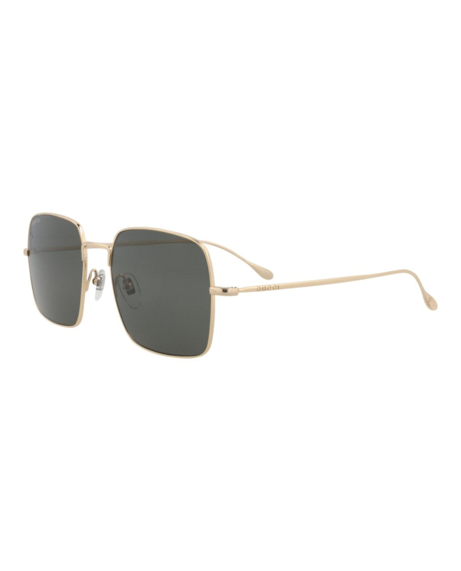 Gucci Square-Frame Metal Sunglasses With Adjustable Nosepads