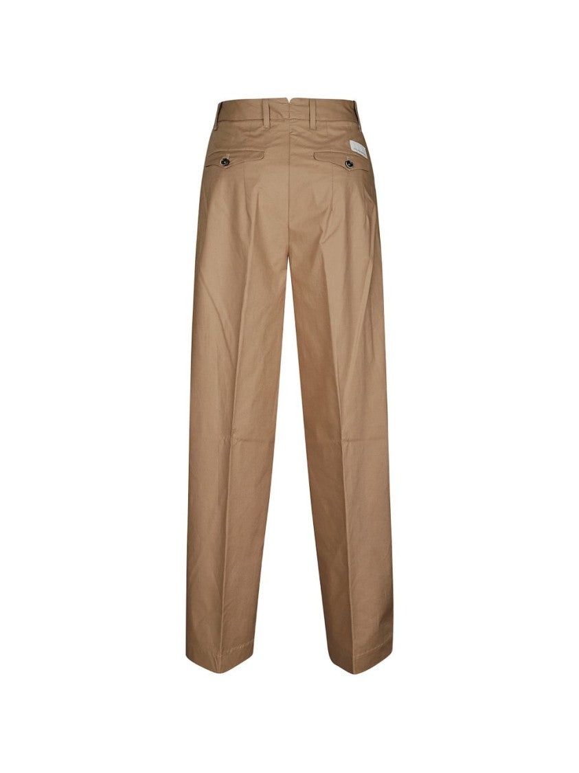 Nine In The Morning Beige Straight-Leg Pleated Logo Pants