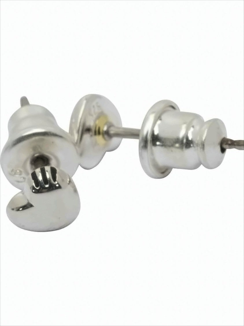 Humanmade Heart-Shaped Polished Silver Stud Earrings