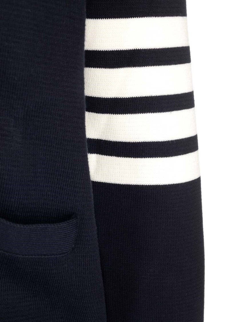 Thom Browne Classic Cardigan With Deep V-Neck And Gold Button Detail