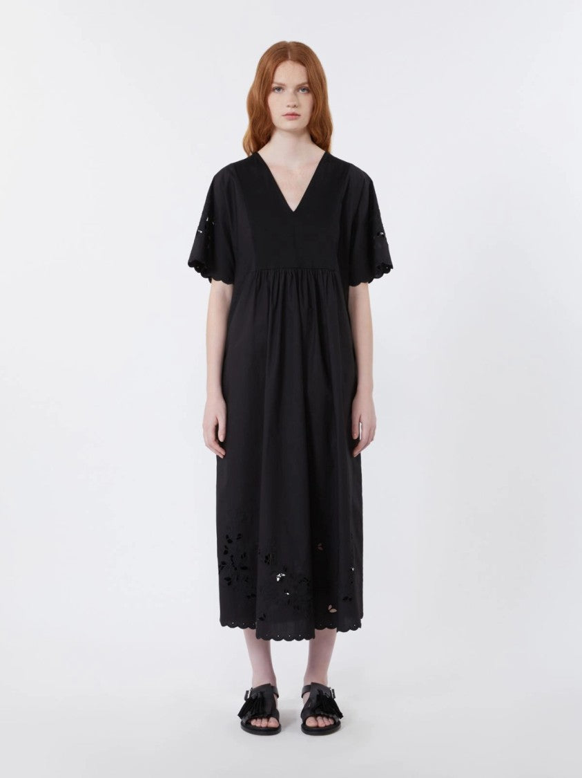 Max Mara Flowing Midi Dress With Floral Embroidery