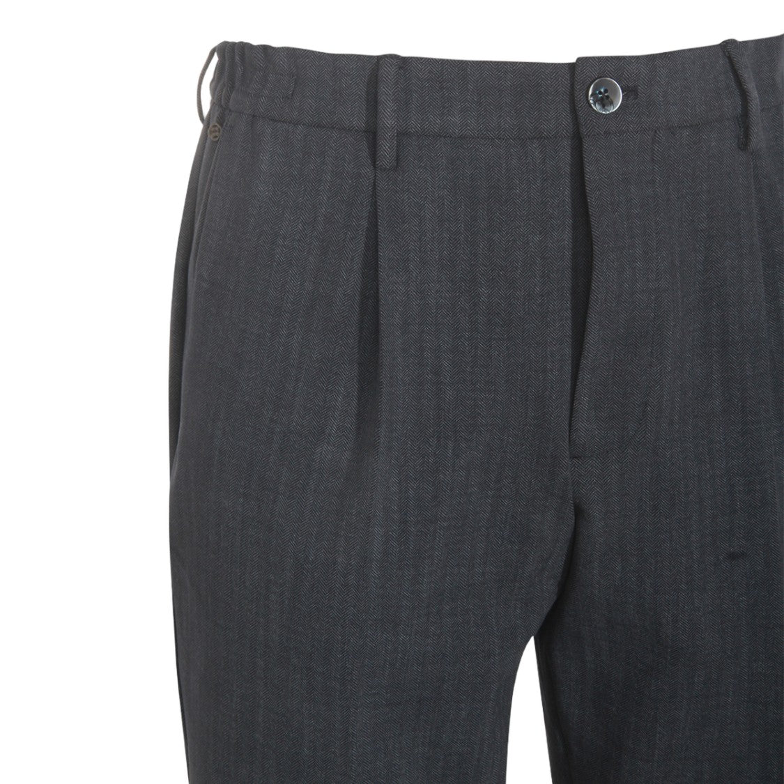 Gta Il Pantalone Tailored Dark Grey Trousers With Herringbone Pattern