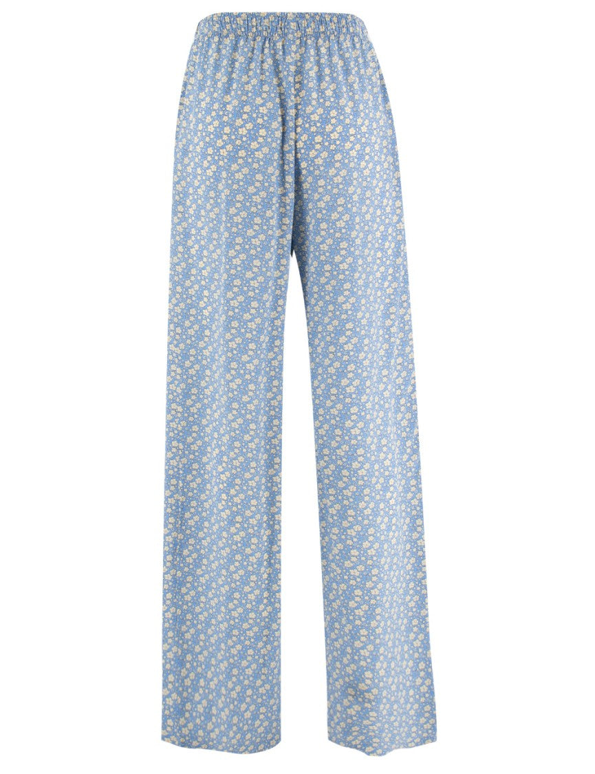 Ermanno Scervino Fluid Silk Trousers With Floral Print