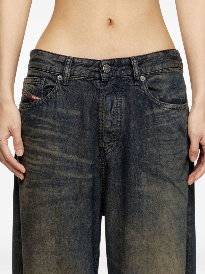 Diesel Faded Gradient Wide-Leg Jeans With Five-Pocket Design
