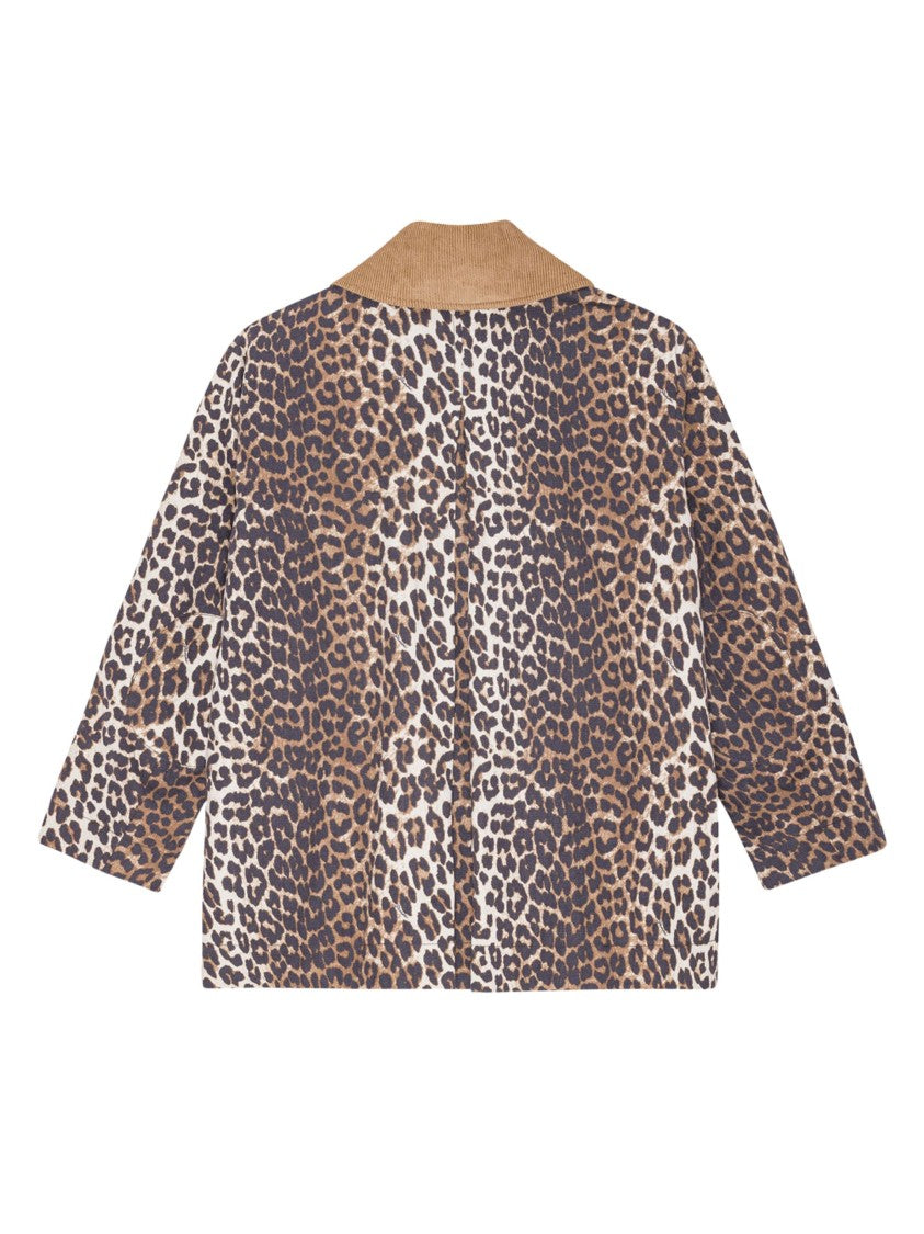 Ganni Multicolor Leopard Print Cotton Jacket