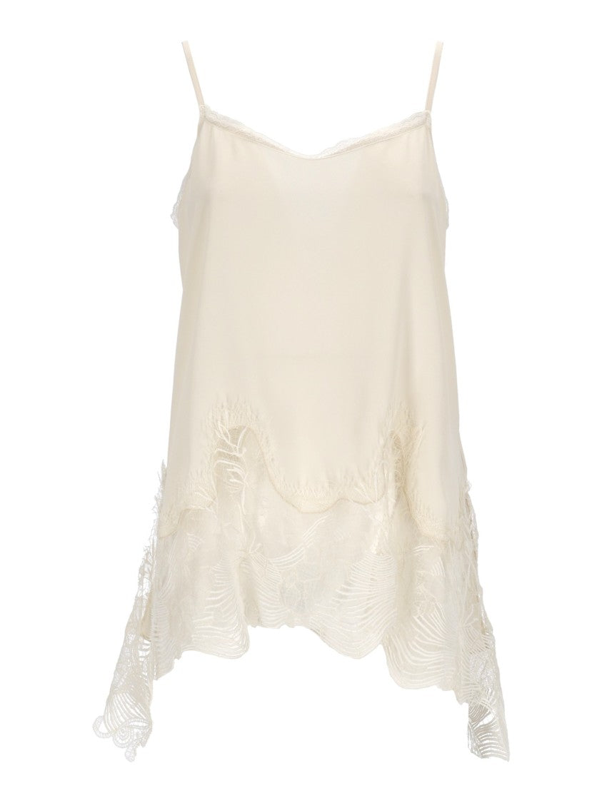 Fabiana Filippi Crepe De Chine Lace Tank Top