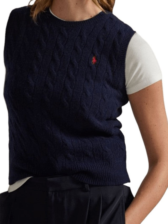 Polo Ralph Lauren Cable Knit Gilet In Luxurious Wool-Cashmere Blend