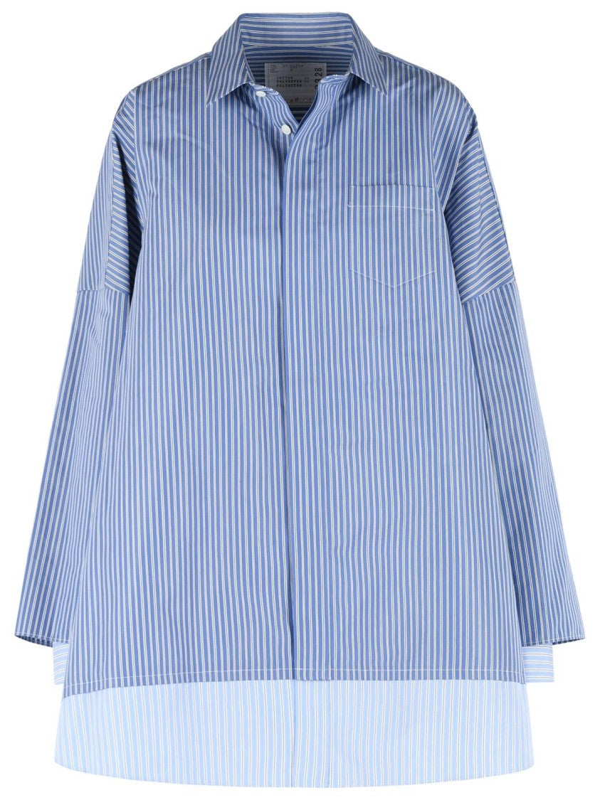 Sacai Light Blue Cotton Blend Shirt