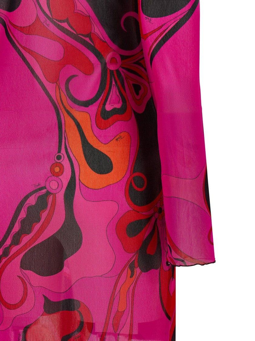 Emilio Pucci 'Orchidee' Print Stretch Tulle Dress