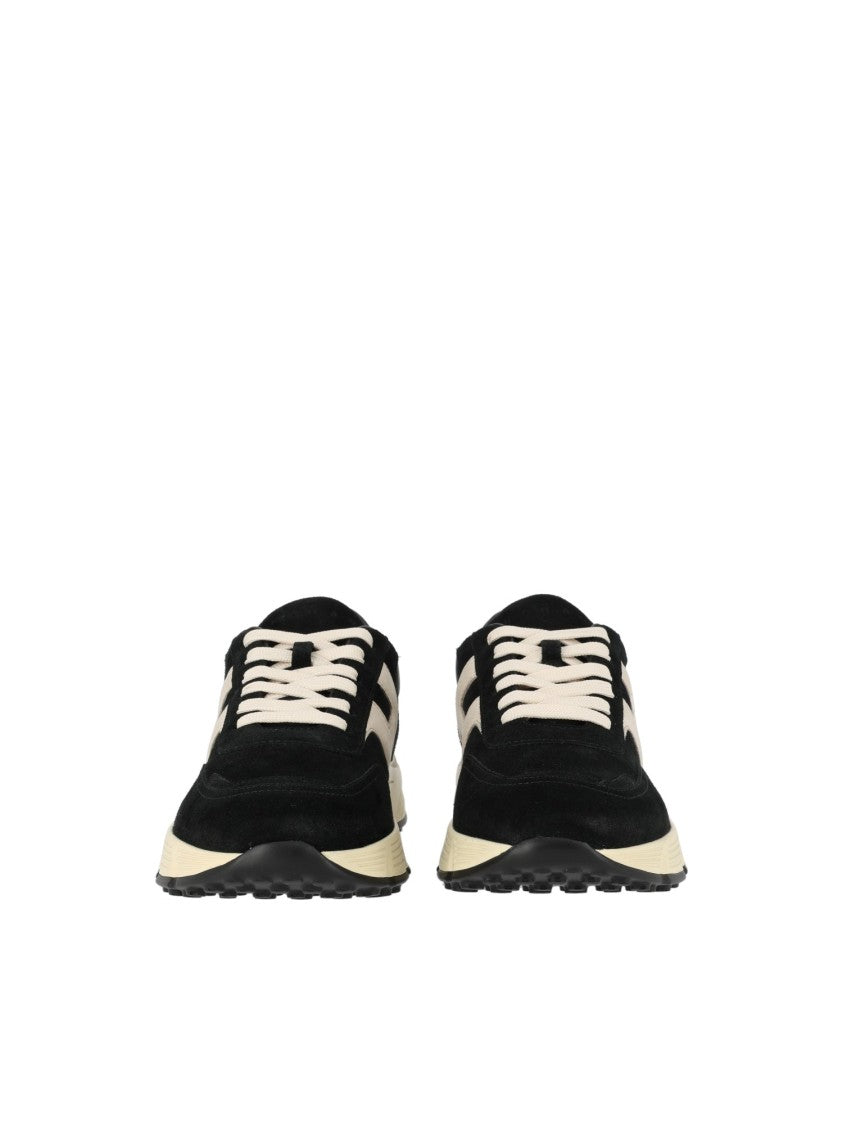 Hogan Suede Leather Cream Accent Low-Top Sneakers