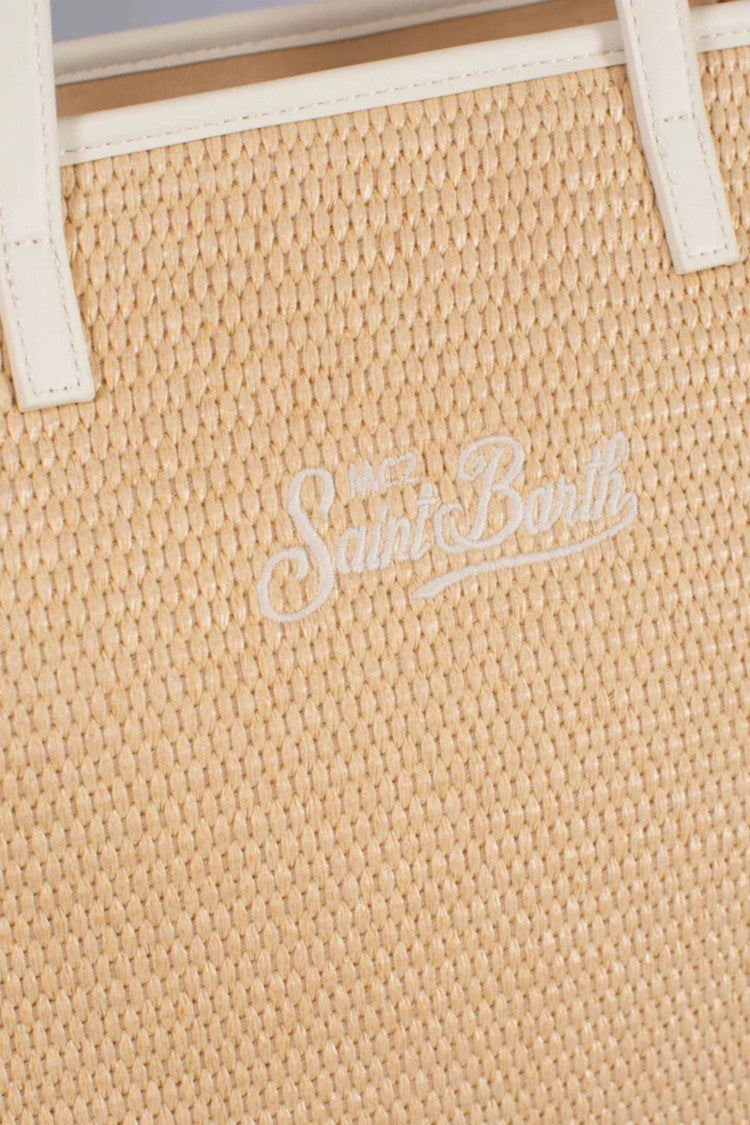 Mc2 Saint Barth Rectangular Woven Tote Bag With Embroidered Detail