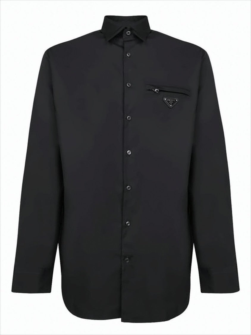 Prada Minimalist Black Long-Sleeve Shirt With Button-Down Front