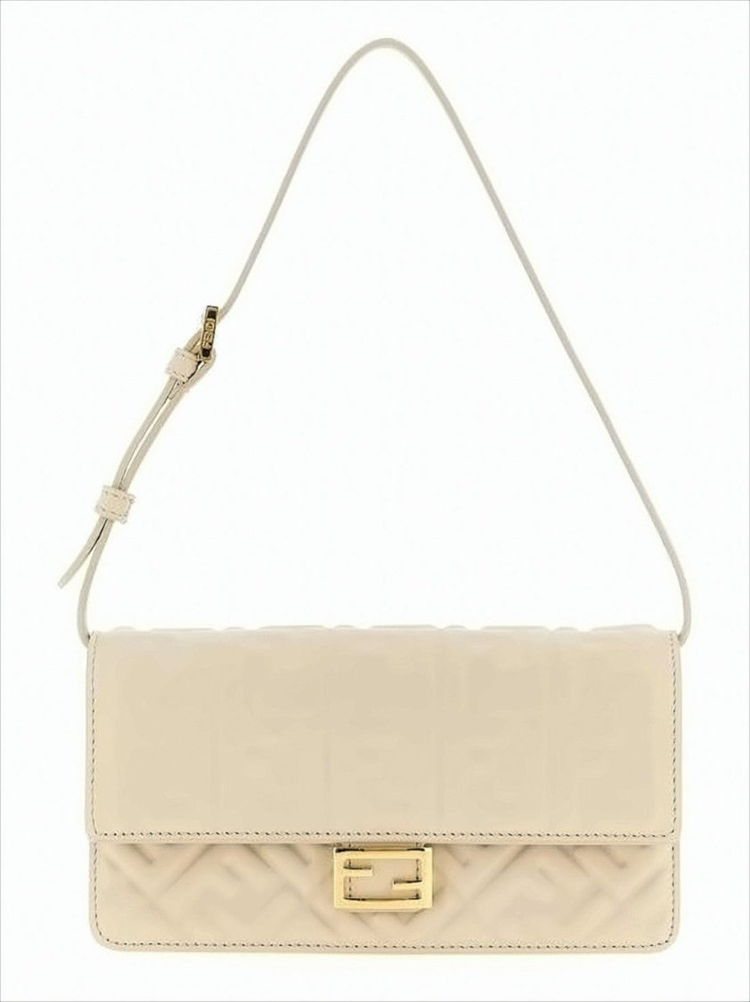 Fendi Rectangular Lambskin Crossbody Bag With Gold Clasp