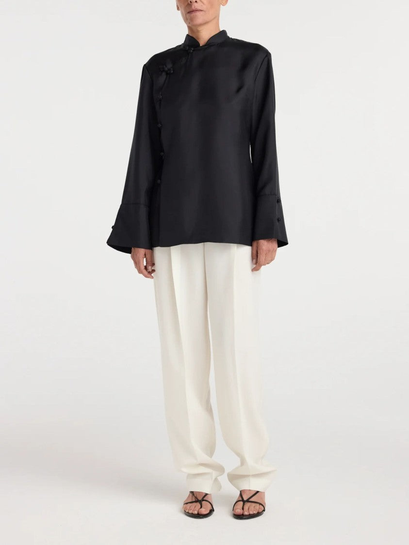 Róhe Black Silk Pankou Top