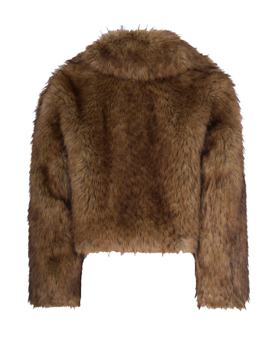 Stand Studio Short Jacket In Soft Synthetic Fur With Fox-Like Texture